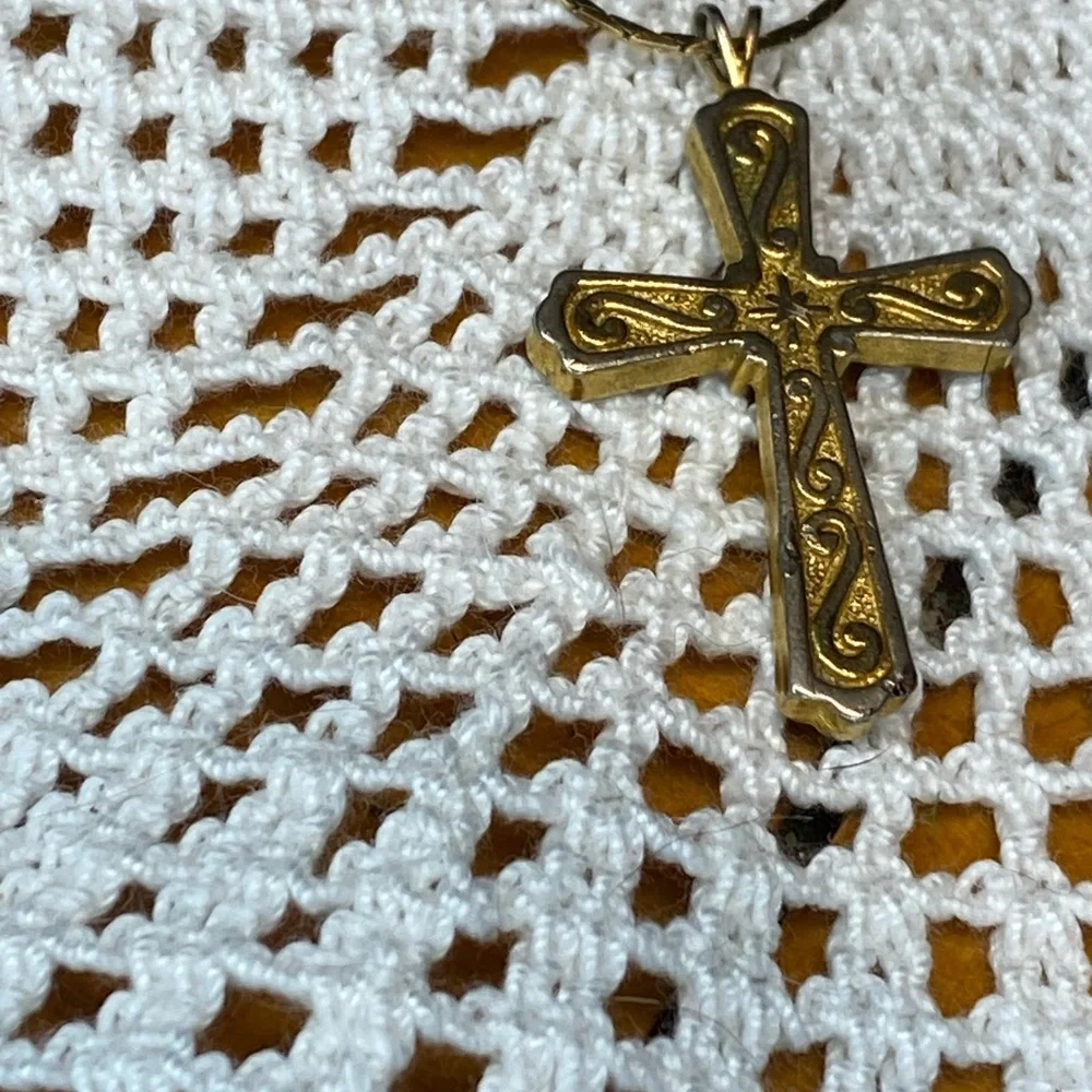 Ornate Gold style Cross Necklace with Intricate Designs